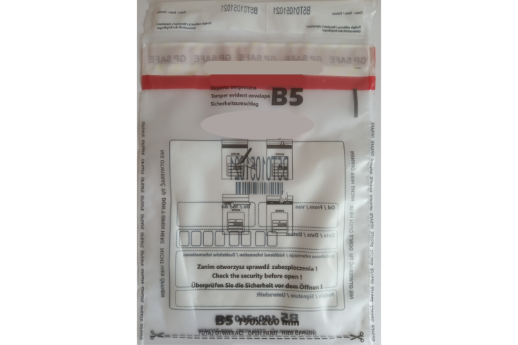 Enveloppe de sécurité B5 transparente