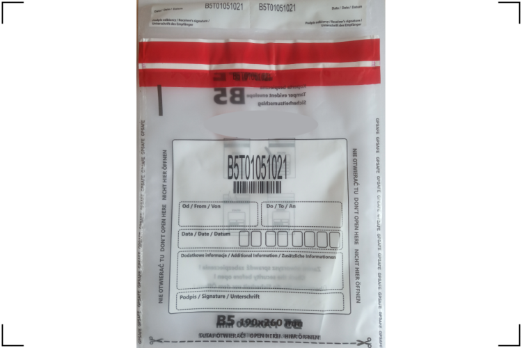 Enveloppe de sécurité B5 transparente